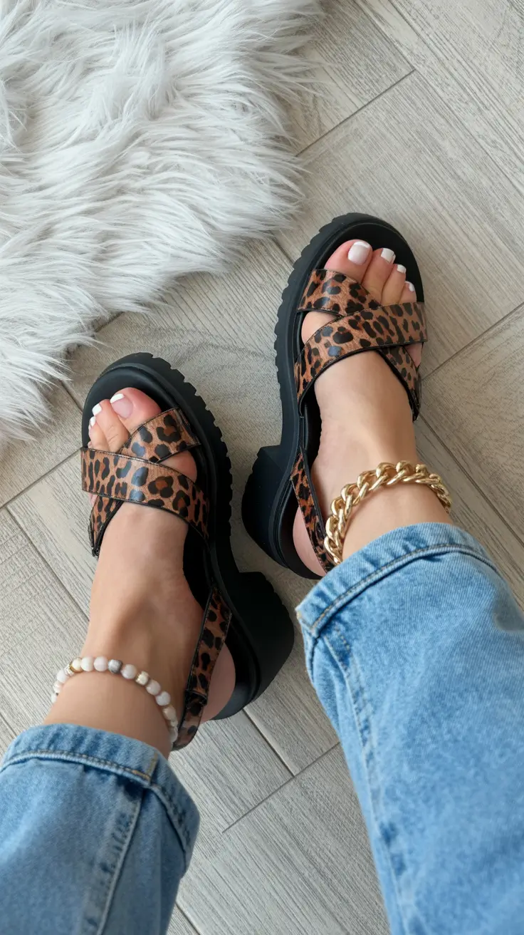 cute spring outfit with sandals 2026 Leopard Platforms With Casual Confidence