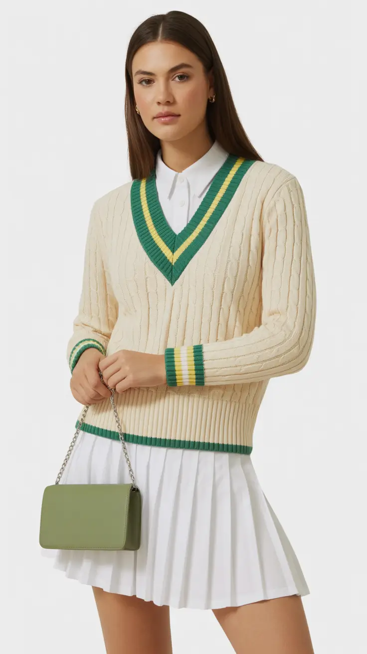 spring-preppy-outfits-2026-Creamy-Cable-Knits-and-Pleated-Skirt-Classicism