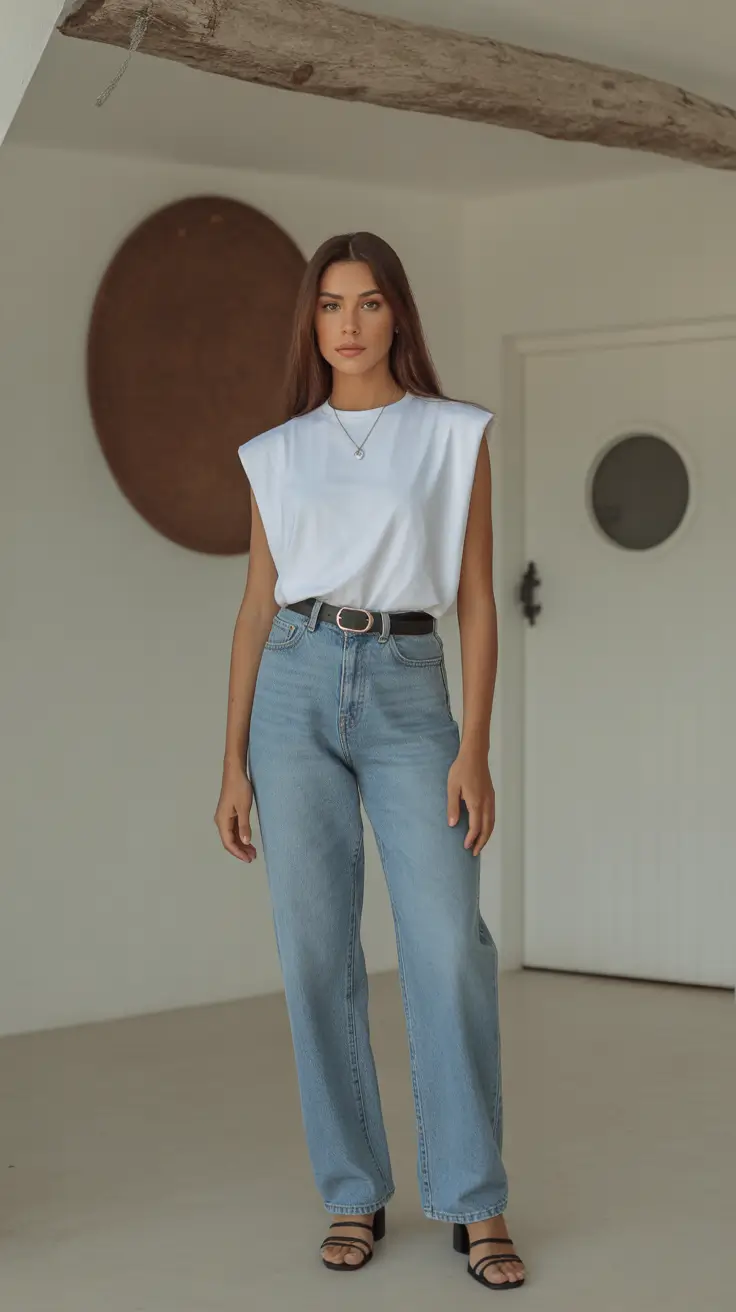 spring jeans outfit 2026 Shoulder Structure and Slim Spring Silhouettes