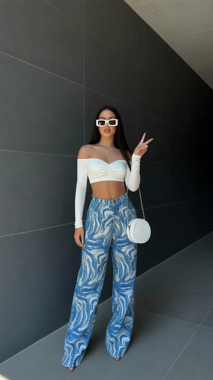 spring jeans outfit 2026 Bold Patterns With Clean Spring Whites