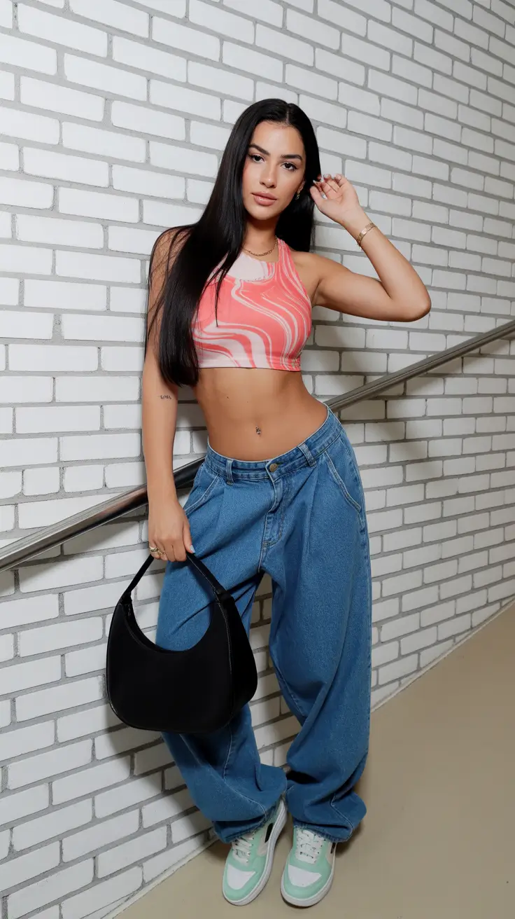 spring jeans outfit 2026 Sporty Citrus Pops and Slouchy Denim