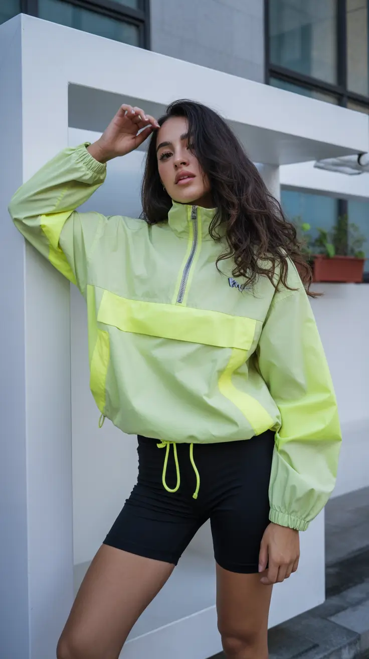 sport outfits women spring Neon Windbreaker Street Sport