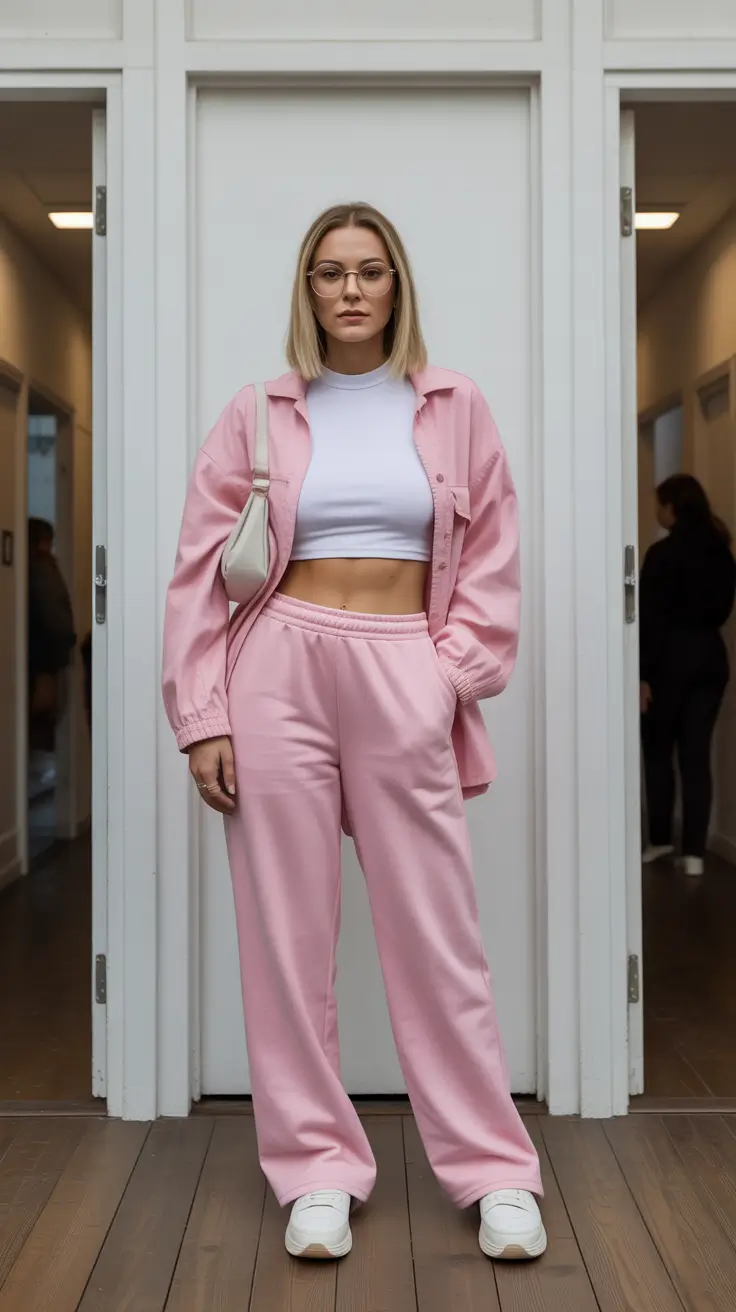 sport outfits women spring Relaxed Pink Street Sport Cleanliness