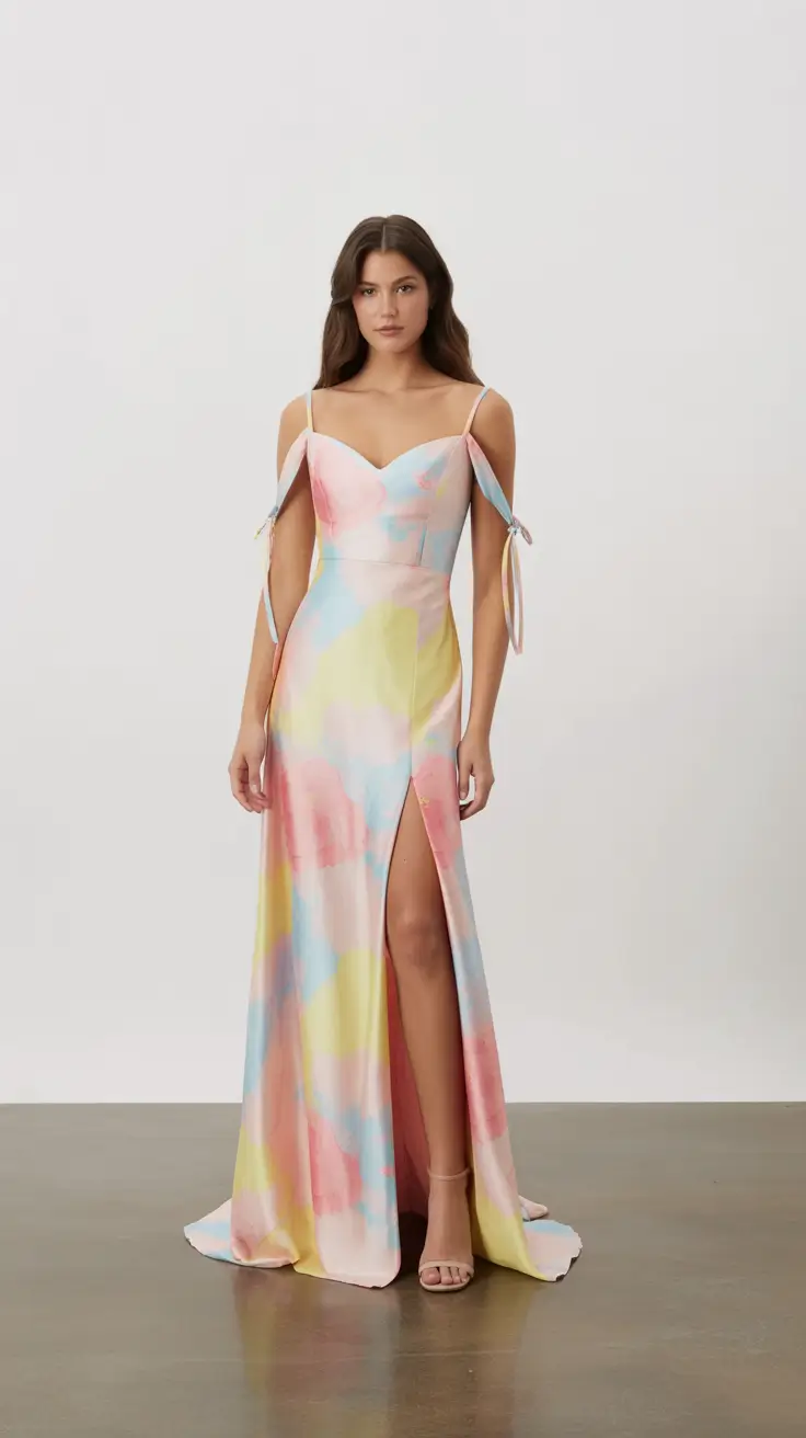 spring wedding guest outfit 2026 Pastel Cloud Elegance