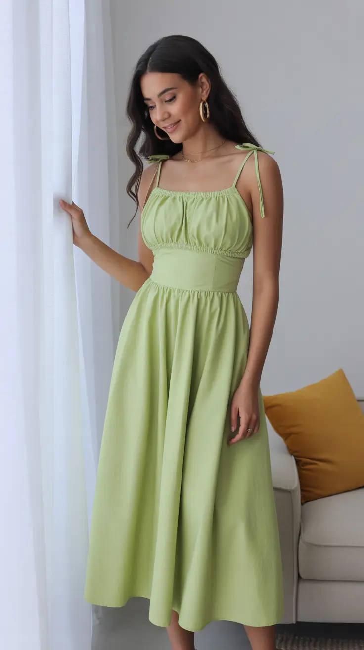 spring wedding guest outfit 2026 Light Lime Sundress