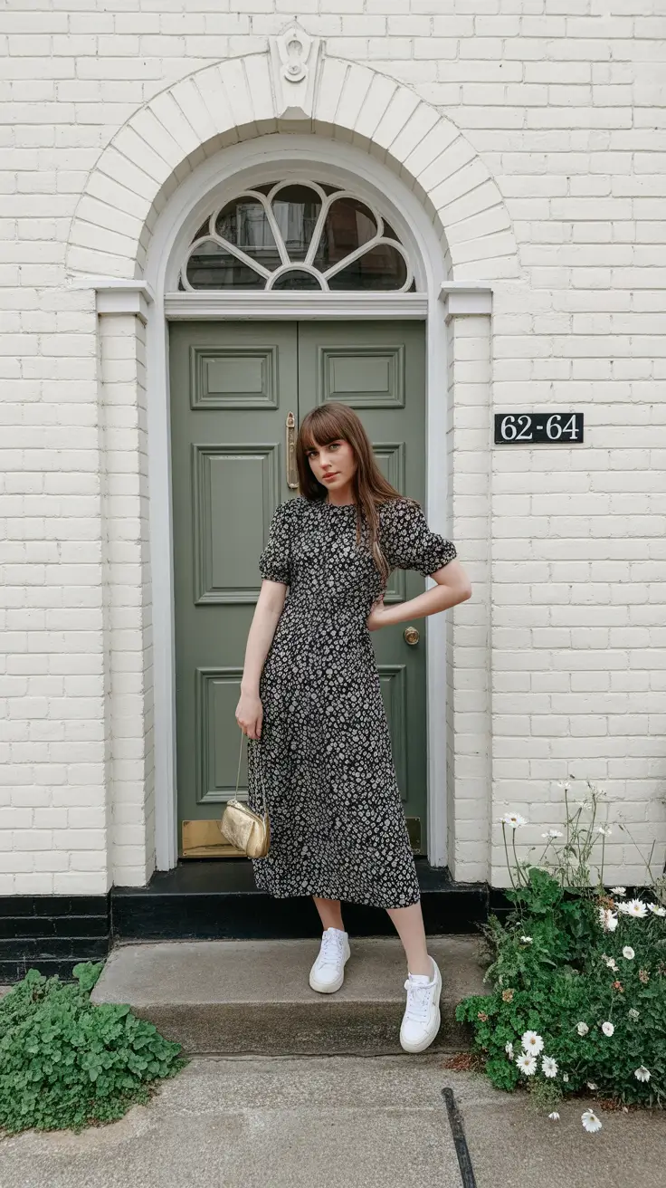 spring church outfits 2026 Dark Florals with Understated Elegance