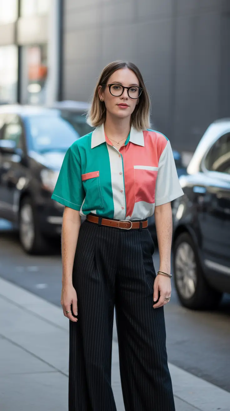 spring dinner outfits 2026 Colorblocked Cool with Tailored Stripes