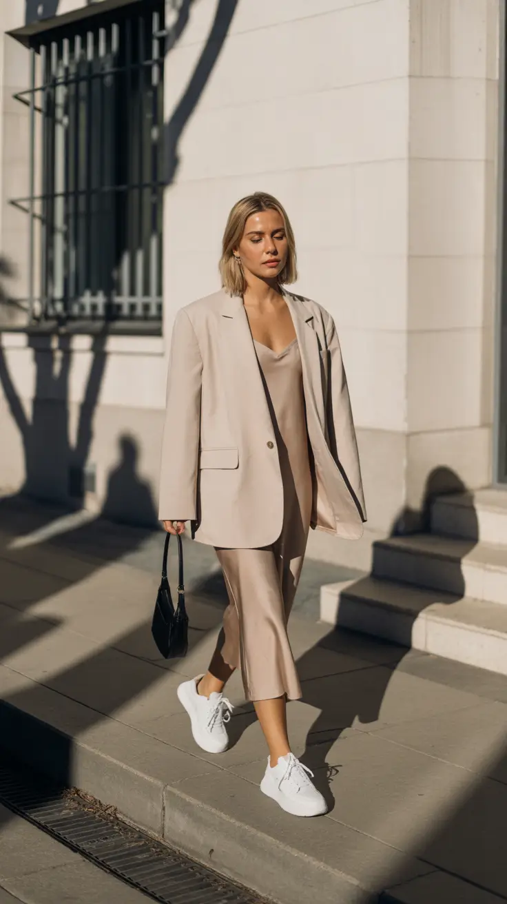 spring dinner outfits 2026 Slip Dress Elegance Meets Effortless Casual Cool