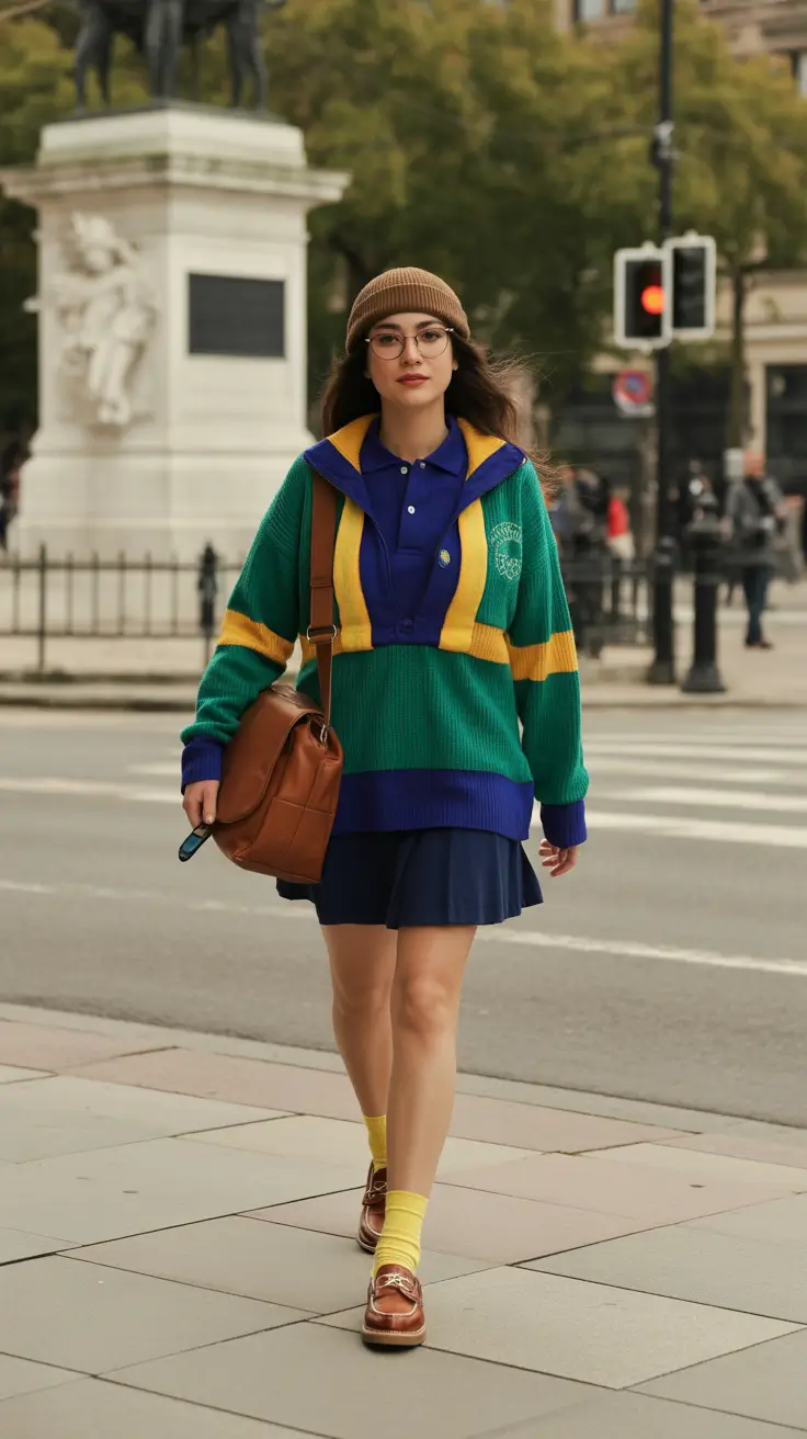 best early spring outfits 2026 Preppy Color Blocking with Playful Early Spring Layers