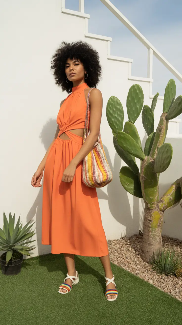 spring date night outfit 2026 Tangerine Cutouts for Bold Spring Evenings
