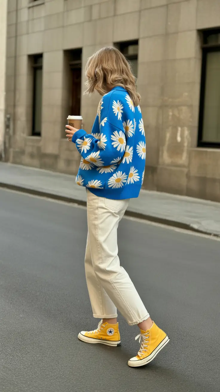 March Outfits Spring Ideas 2026 - Playful Spring Energy in Bright Blues and Sunshine Yellow