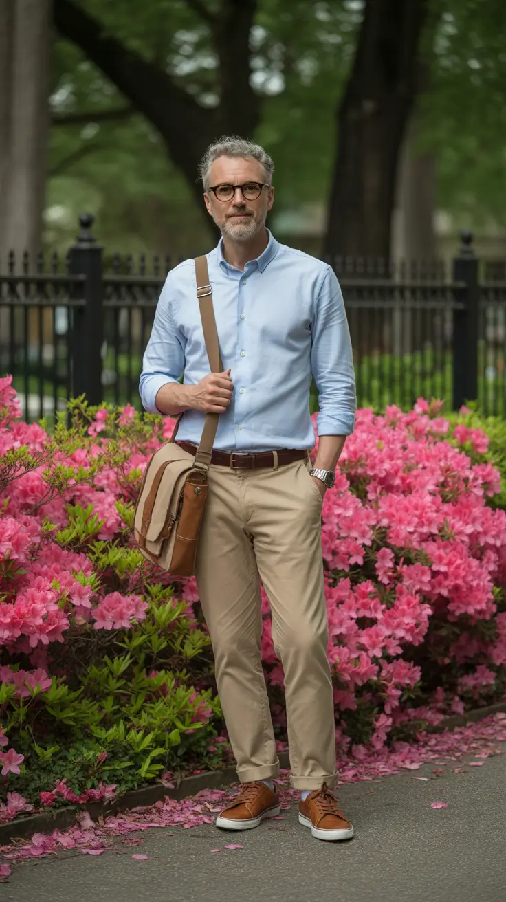 spring outfits mens Classic Spring Casual with Soft Professional Energy