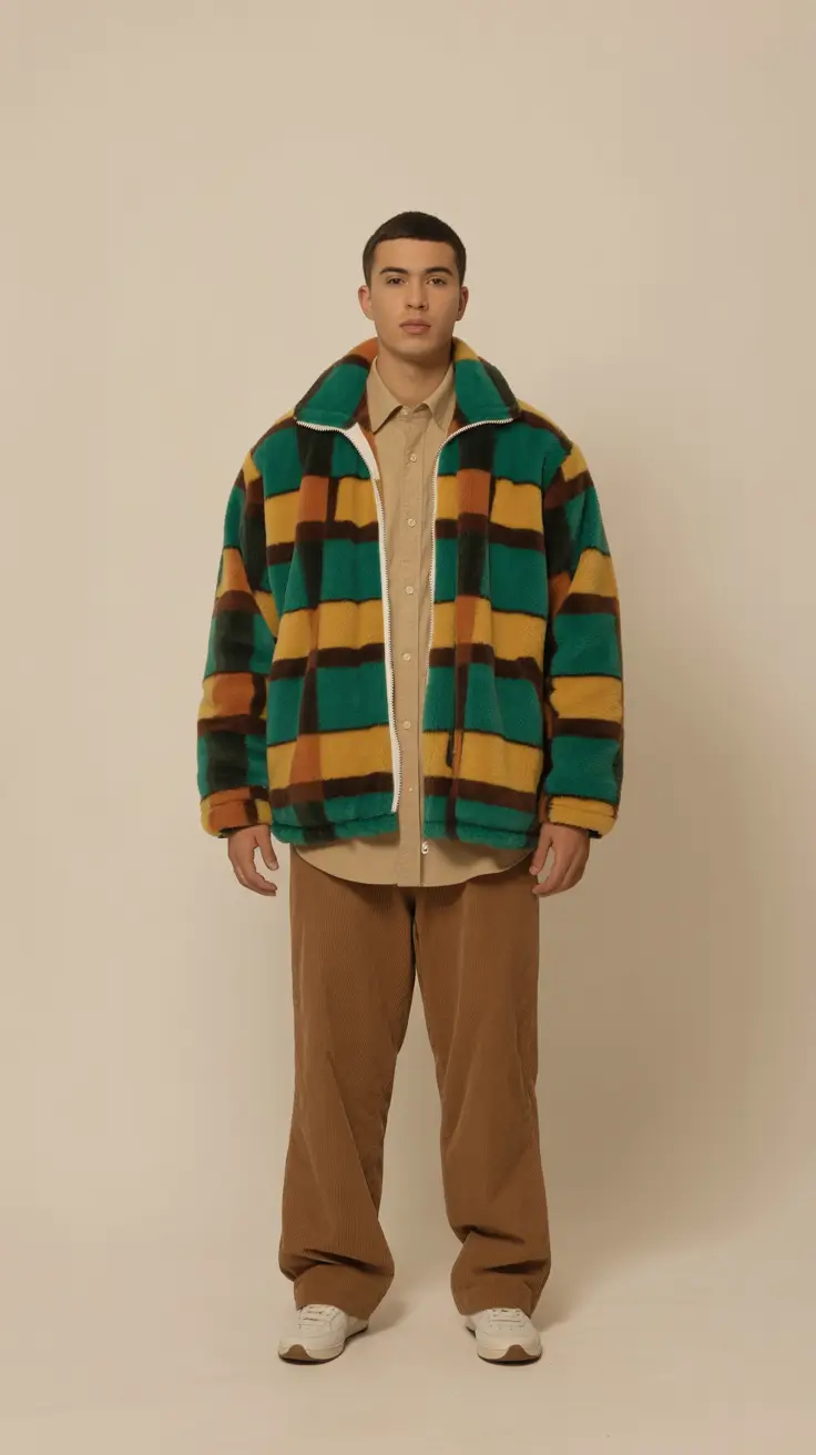spring outfits mens Retro Color Blocking with Playful Spring Texture