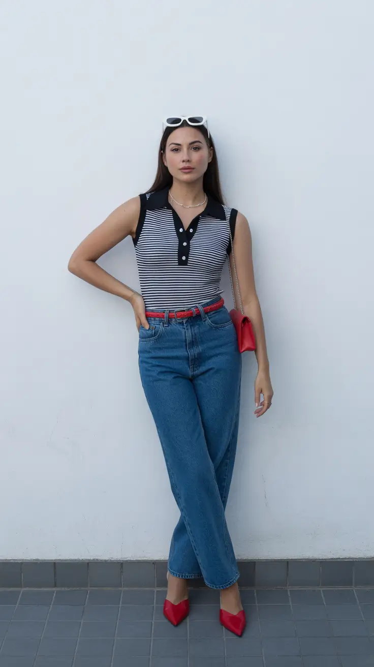 april outfits ideas 2026 Classic Striped Top and Denim for Timeless Casual Style