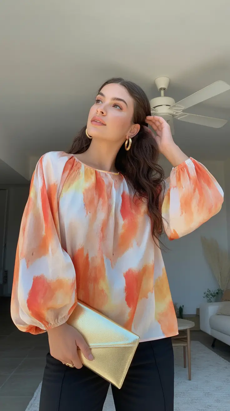 april outfits ideas 2026 Watercolor Blouse for Soft Artistic Spring Style