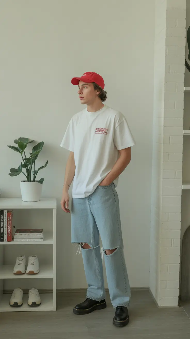 casual summer outfits men 2026 Relaxed Denim and Graphic Minimalism