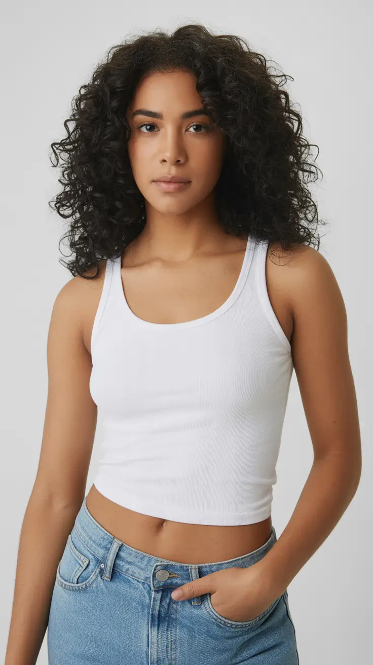 cute summer outfits for teens 2026 Classic White Ribbed Tank And High Rise Denim Everyday Essential