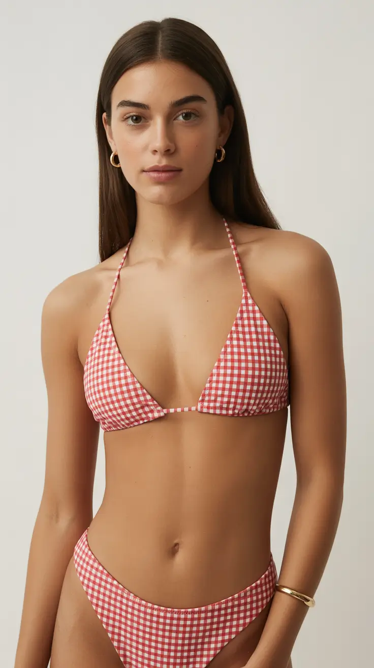 cute summer swimsuits outfits ideas 2026 beach Playful Picnic Gingham Bikini