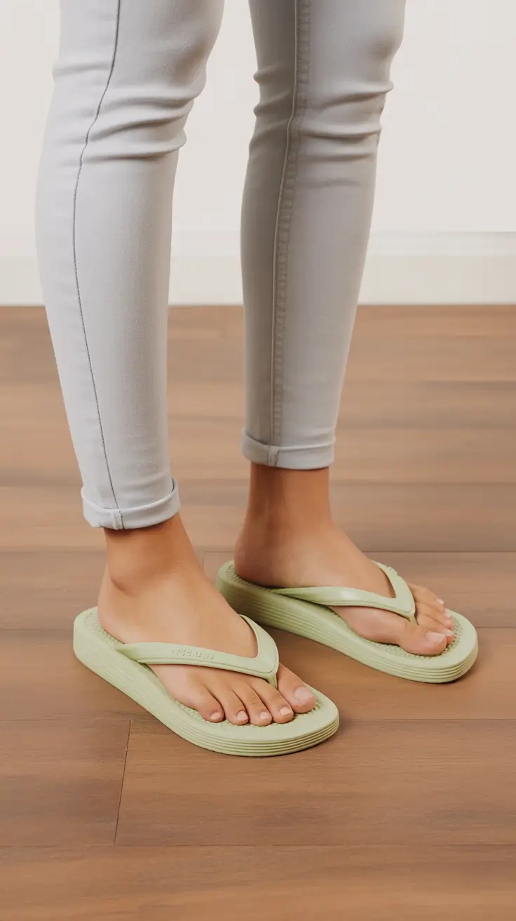 summer flip flops for women Soft Green Everyday Flip Flops