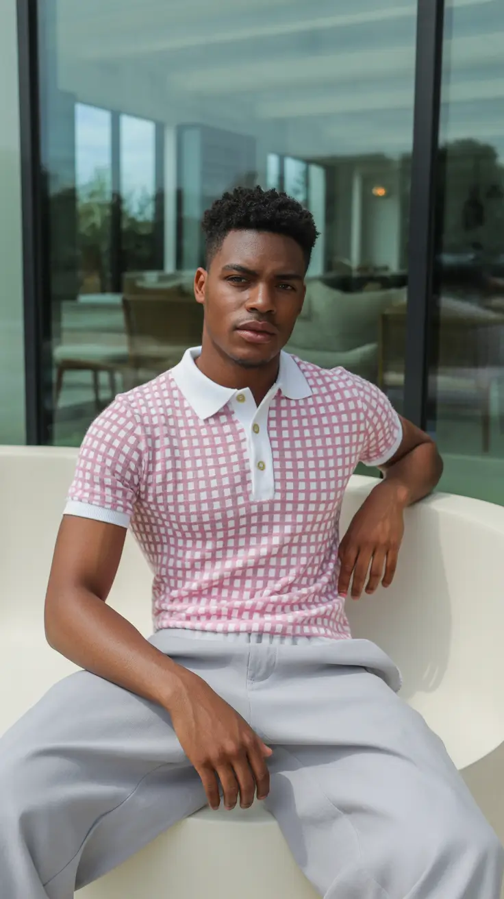 summer outfits men 2026 Modern Resort Polo and Tailored Light Trousers