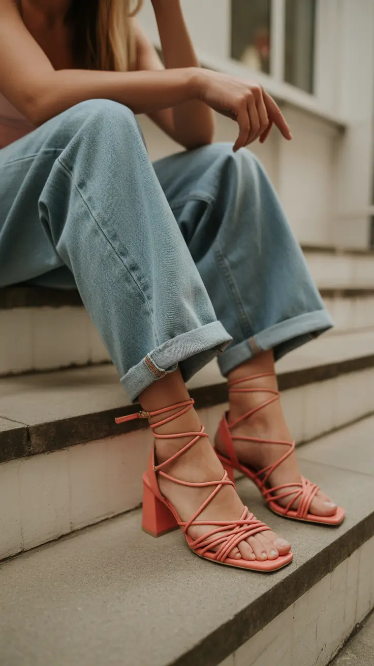 summer outfits with sandals for women 2026 Strappy Heels That Instantly Elevate Denim