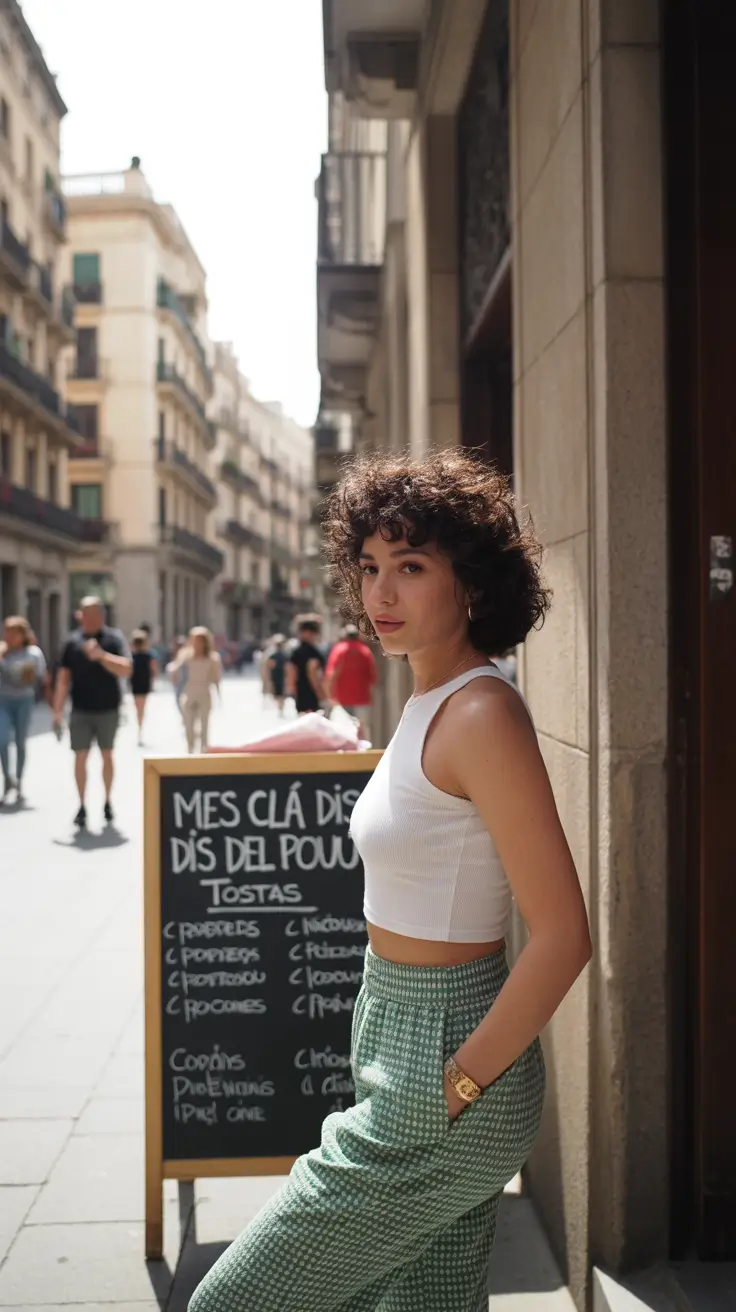 teen girls summer outfits 2026 Effortless City Tank and Loose Trousers Balance