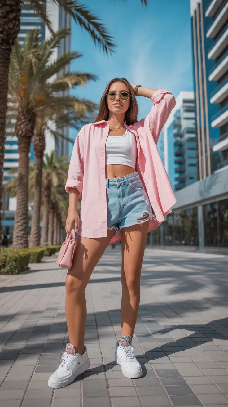 teen girls summer outfits 2026 Oversized Shirt Layers and Street Style Confidence