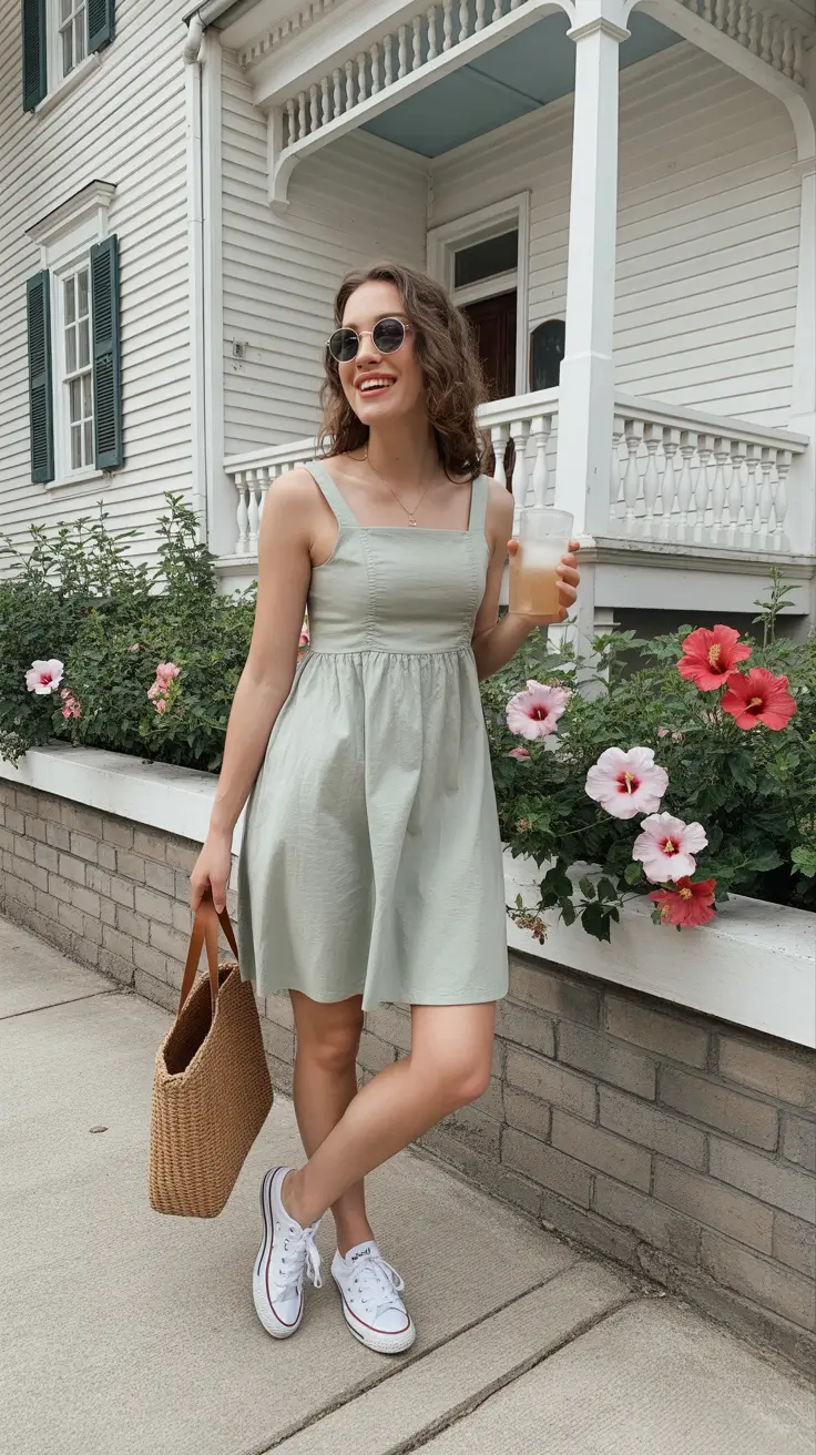 teen girls summer outfits 2026 Soft Green Sundress and Everyday Ease