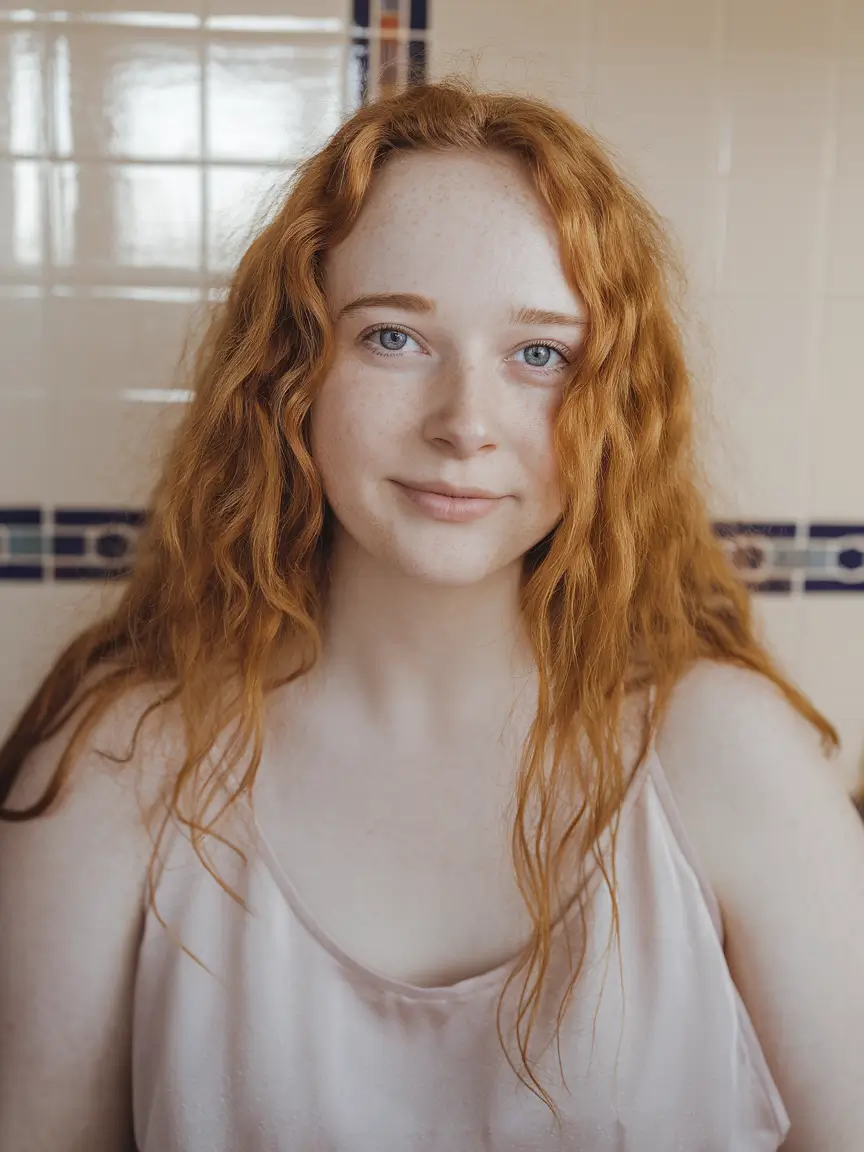 haircuts for round faces summer Effortless Ginger Waves with Natural Volume