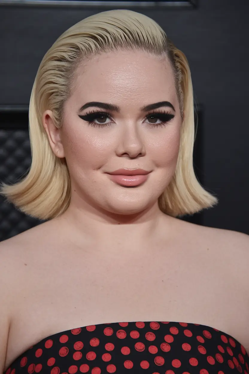short summer haircuts for round faces Slick-Back Platinum Blunt Bob