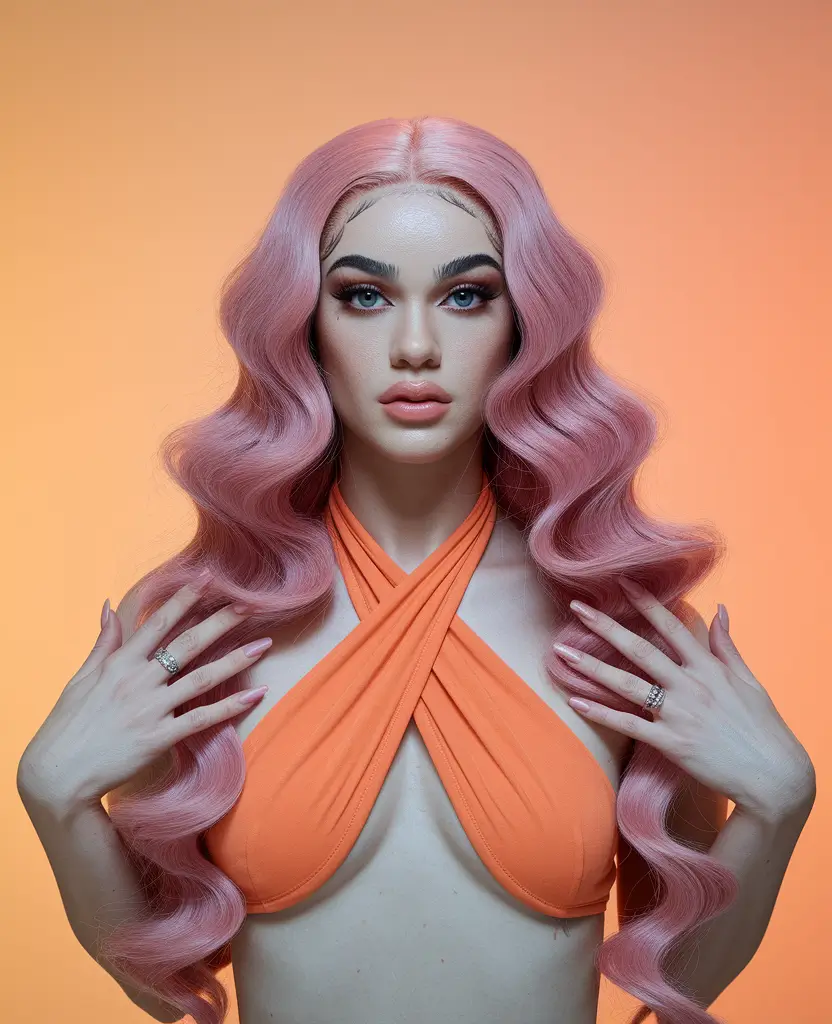 summer haircut for oval face Fantasy Waves in Soft Pastel Pink
