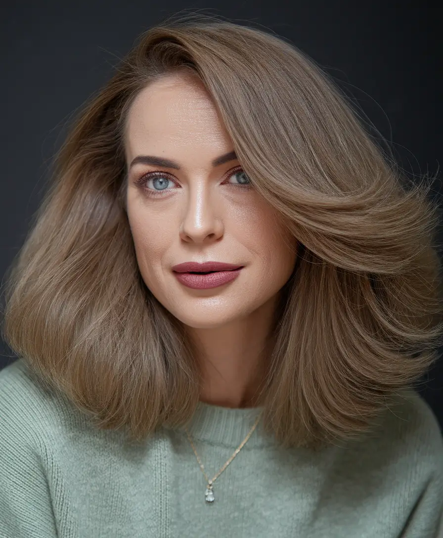 summer haircut for oval face Voluminous Mid-Length Layers for Timeless Elegance