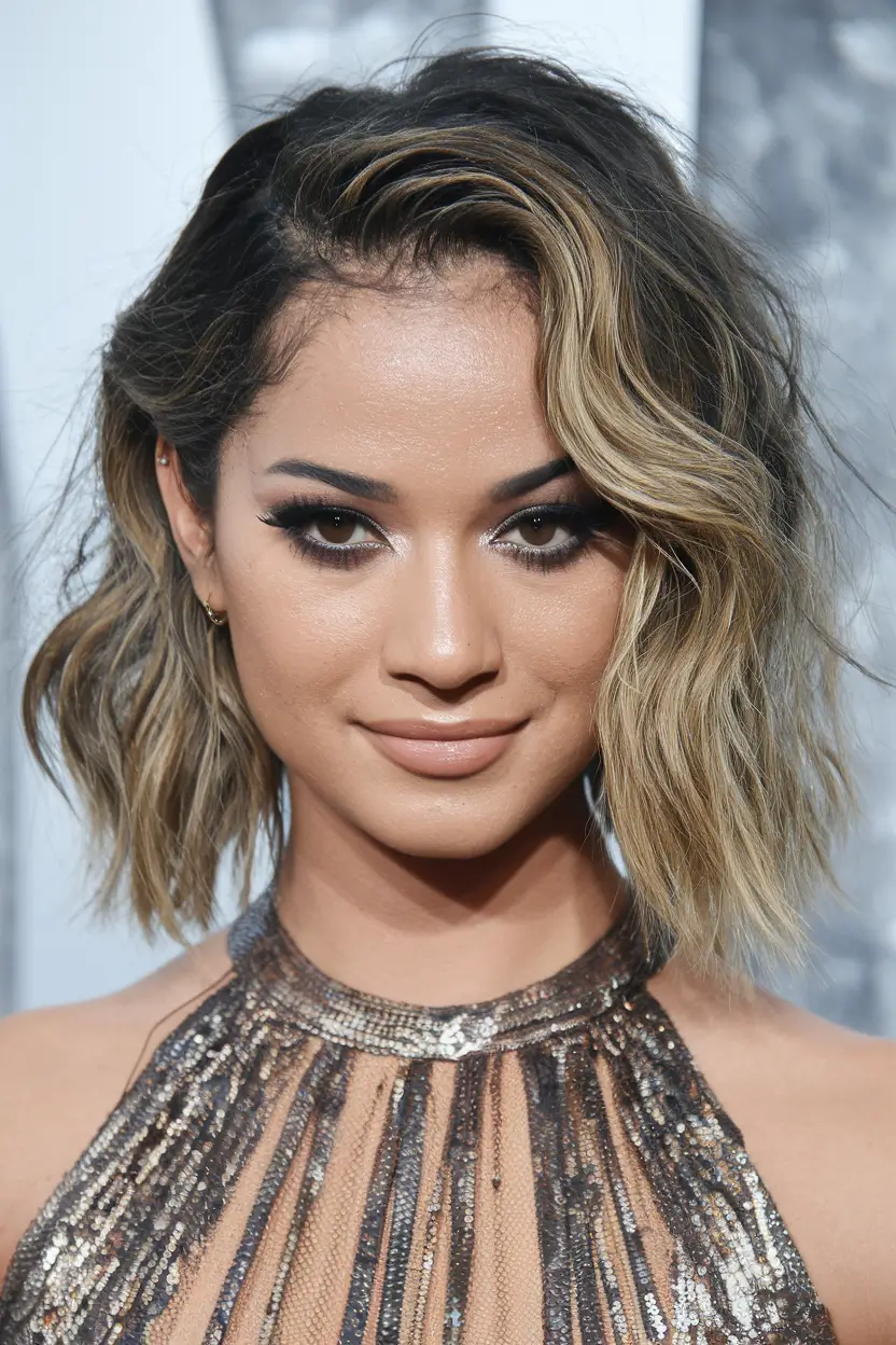 summer haircut for oval face Textured Lob with Playful Movement