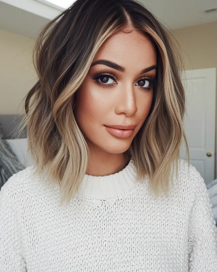 summer haircut for oval face Soft Wavy Balayage for a Natural Glow