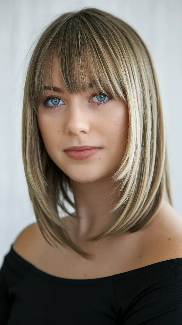 Haircuts with Bangs – Summer Ideas 2025: Soft Fringe Ideas Soft Layered Lob with Feathered Bangs