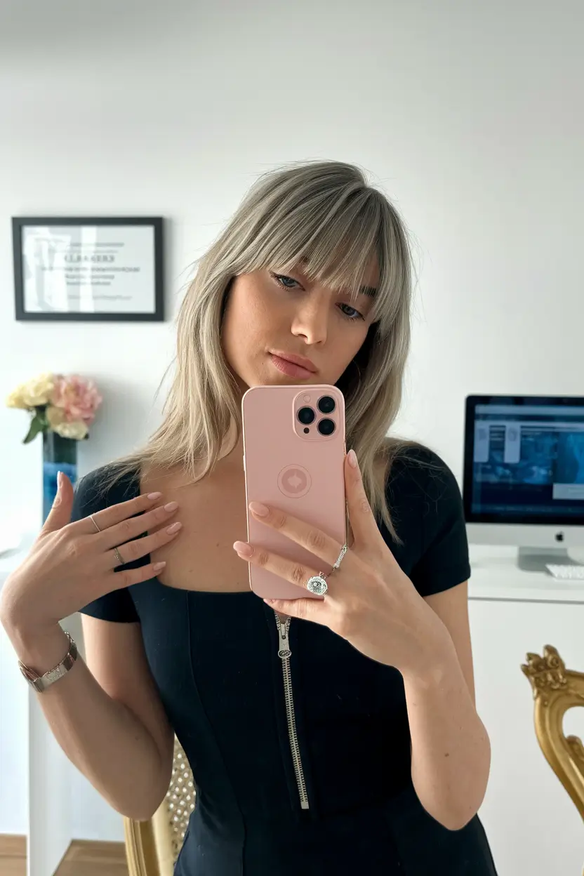 Haircuts with Bangs – Summer Ideas 2025: Soft Fringe Ideas Silver Ash Blonde with Soft Curtain Bangs