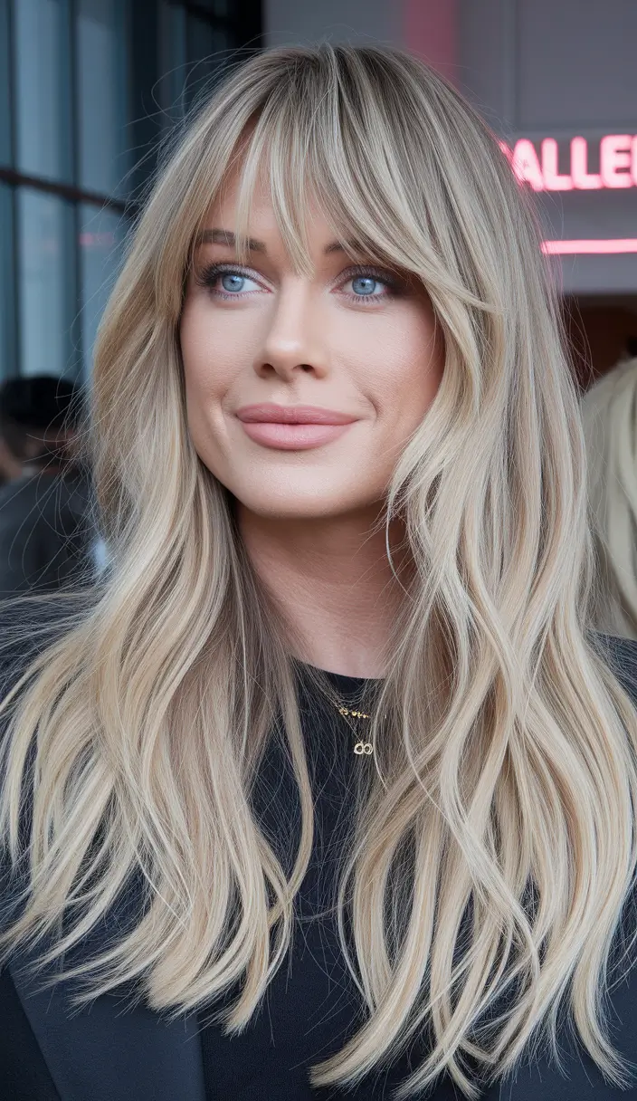 Haircuts with Bangs – Summer Ideas 2025: Soft Fringe Ideas Polished Summer Blonde with Soft Straight Curtain Fringe