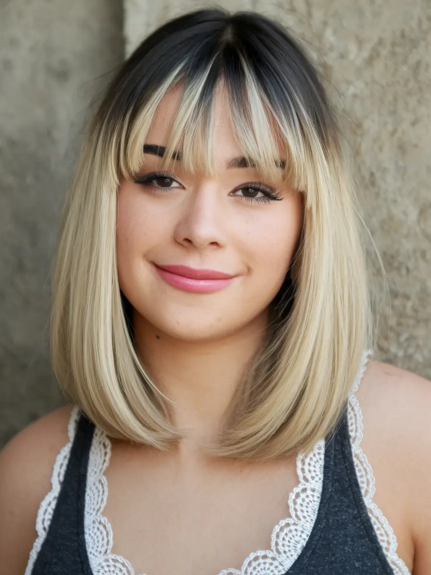 Haircuts with Bangs – Summer Ideas 2025: Soft Fringe Ideas Playful Blonde Bob with Peek-a-Boo Bangs