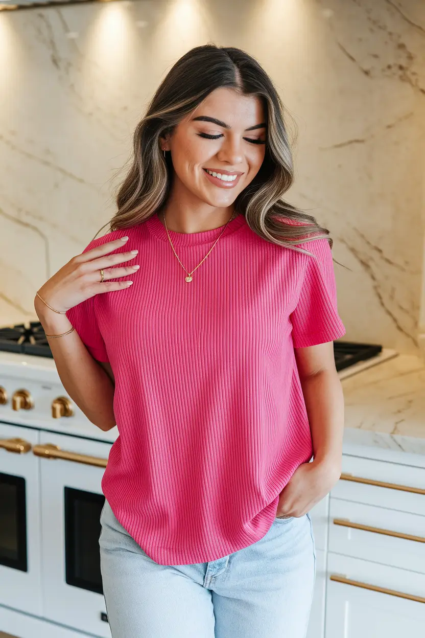 summer t shirt outfits women Hot Pink and Chill Vibes