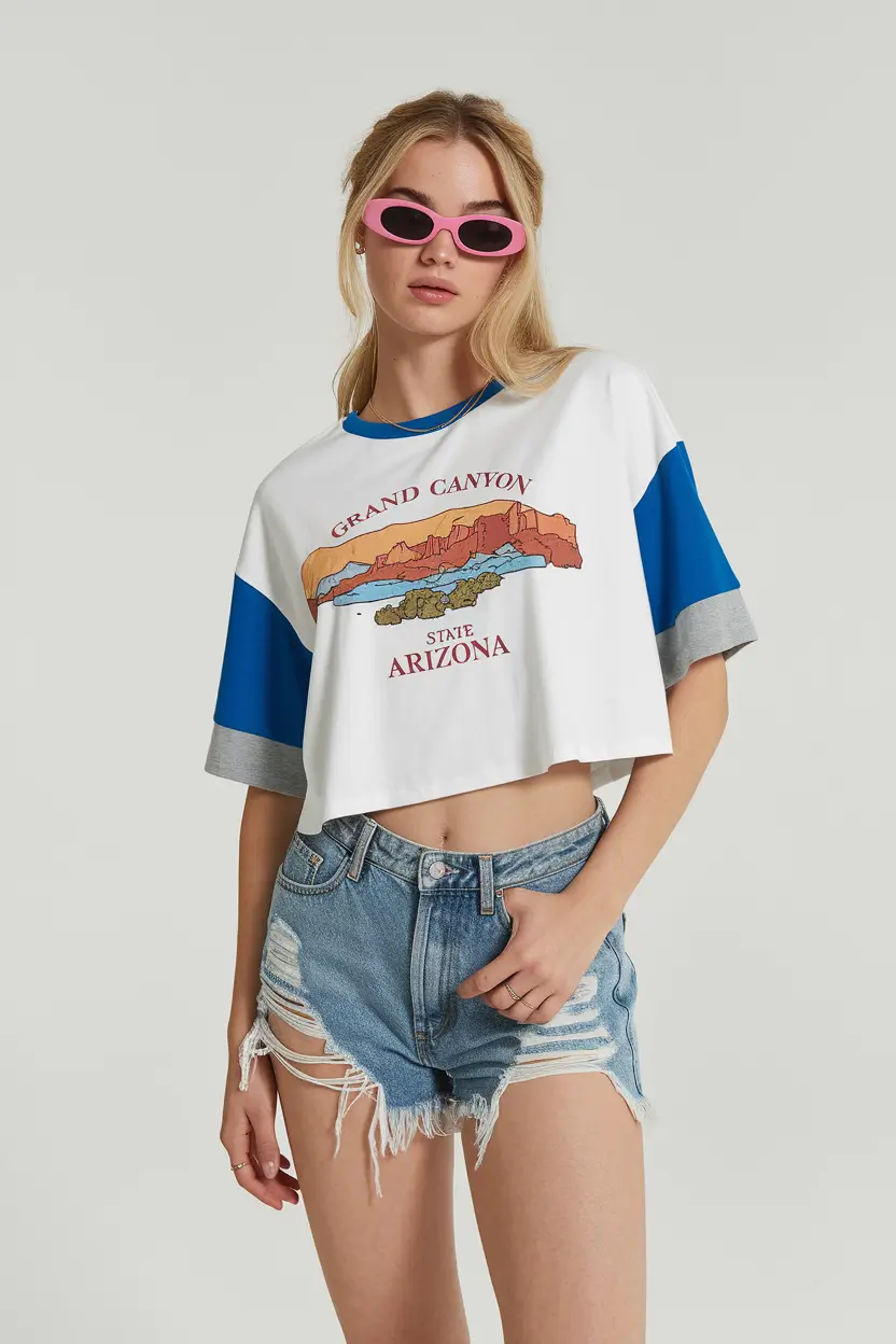 summer t shirt outfits women Retro Roadtrip Rewind