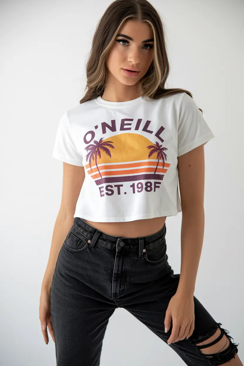 graphic t shirt outfits women summer Sunset Palms & Coastal Cool