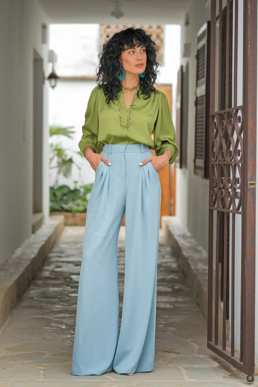 summer work outfit ideas for women Color Therapy in Silk and Sky Blue