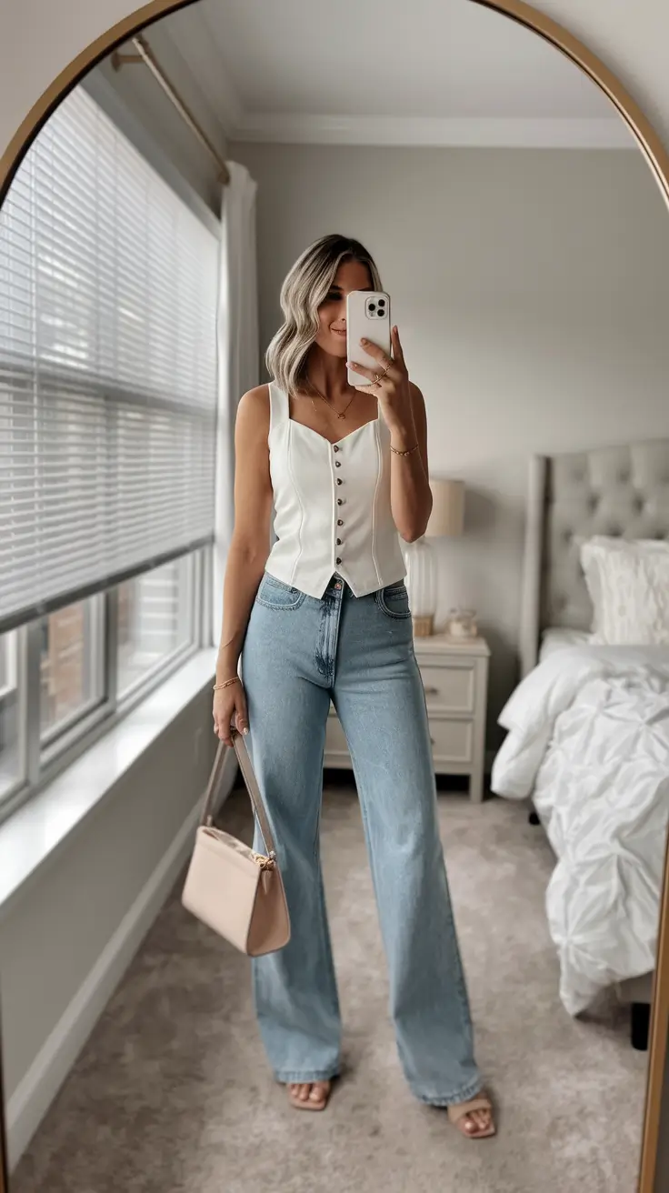 summer outfits ideas for women work Denim Reimagined with a Corset Spin
