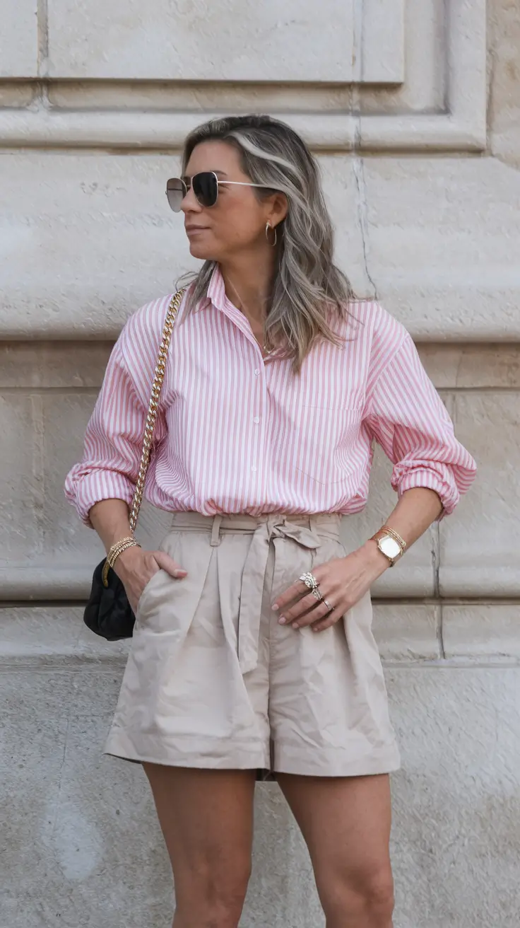 summer work outfit ideas for women Preppy Cool in Stripes and Neutrals