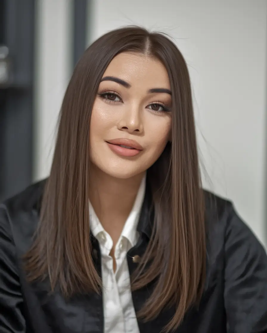 Summer 2025 Brown hair color inspiration: Glossy Black-Brown Straight for Everyday Glam