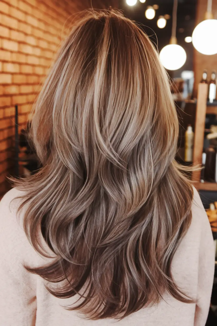brown hair color summer 2025 Layered Mushroom Brown with Airy Texture