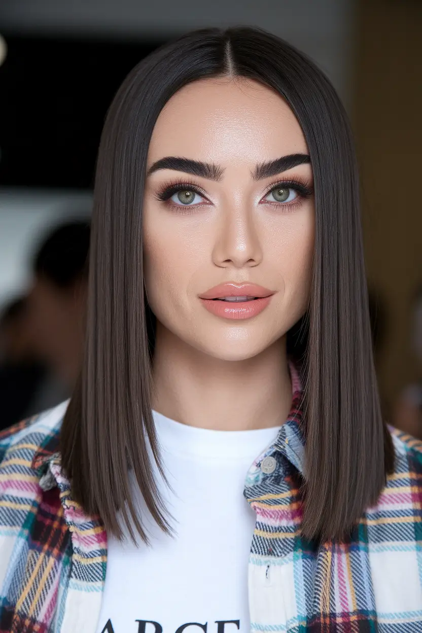 brown hair color summer 2025 Polished Espresso Bob with a Hint of Satin