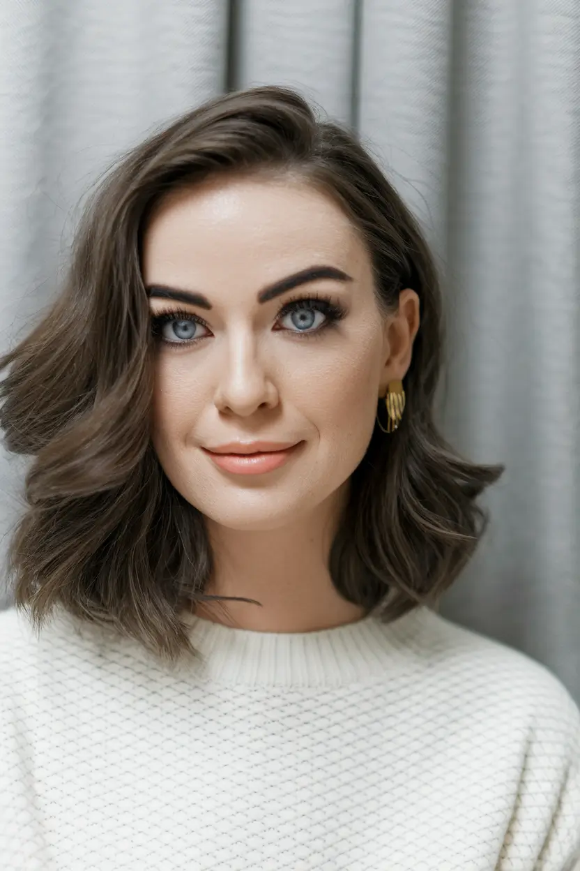 brown hair color summer 2025 Soft Chocolate Lob with Lived-In Texture