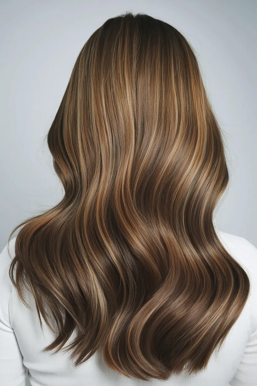 brown hair color summer 2025 Caramel-Laced Brunette for Natural Warmth