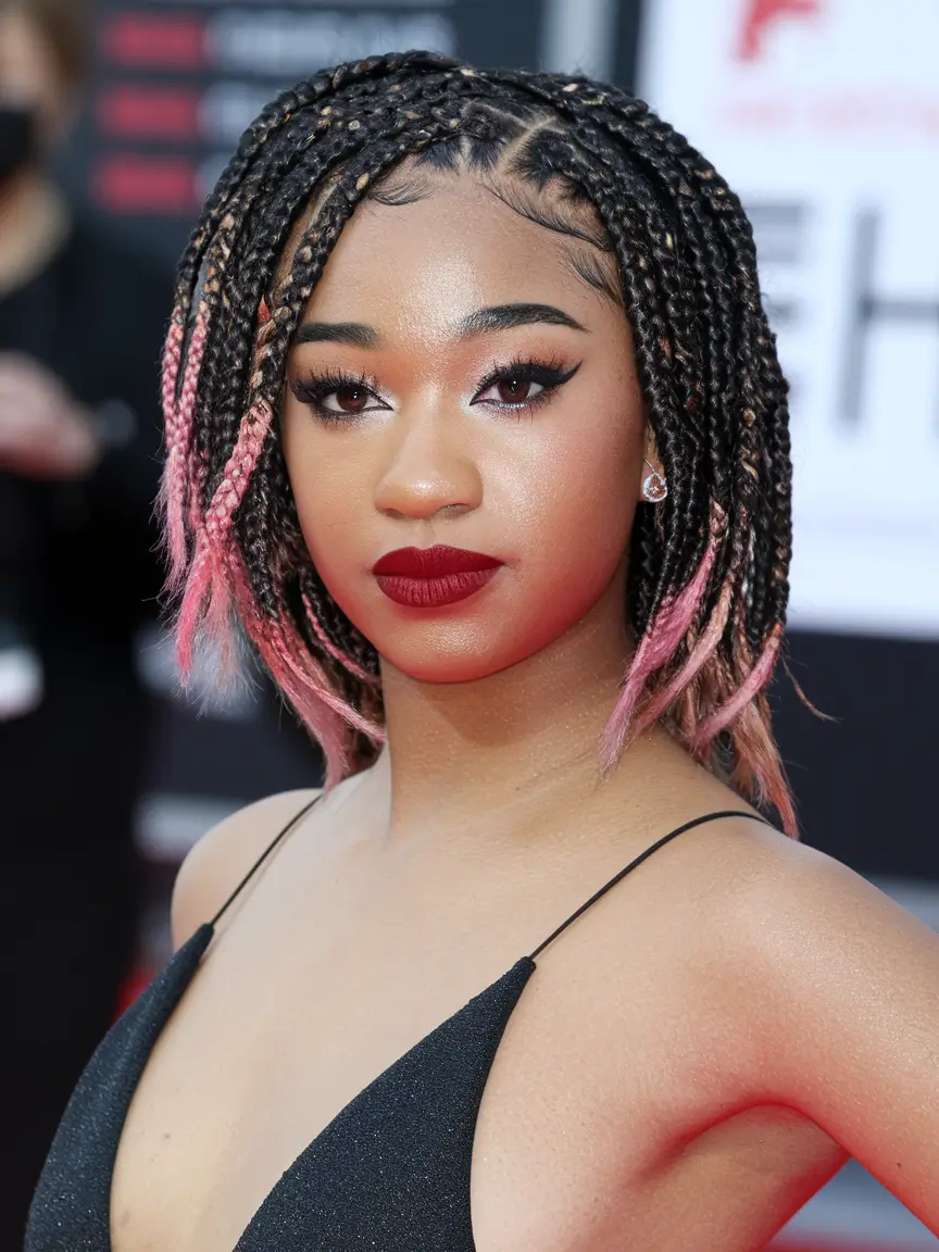 summer braids black women Short Braids with Pink Ombré Ends